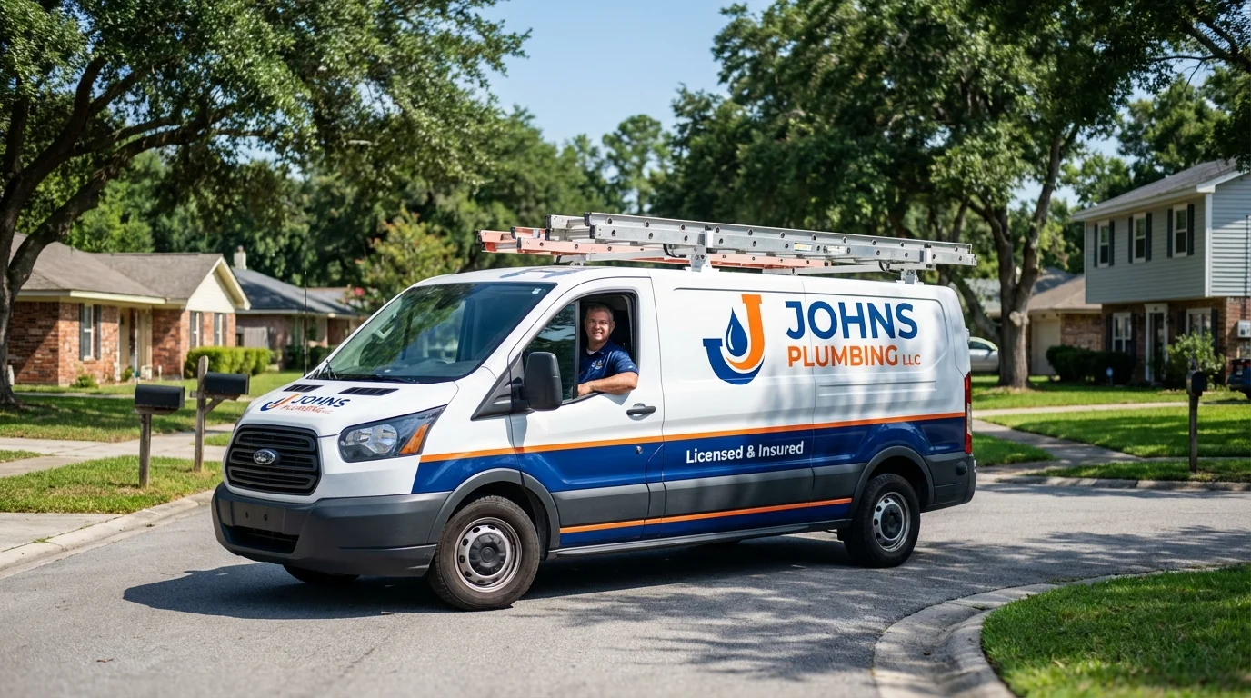 Johns Plumbing LLC service van in Grand Forks, ND