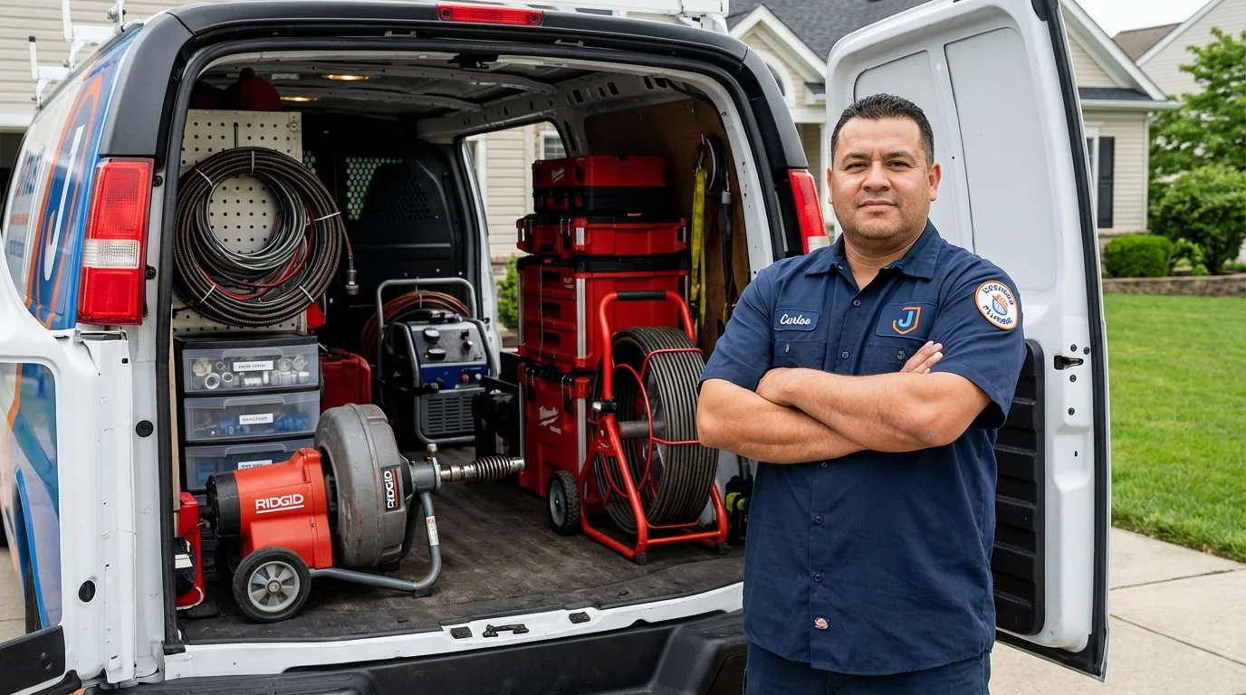 Professional drain cleaning equipment and Johns Plumbing LLC plumber in Grand Forks