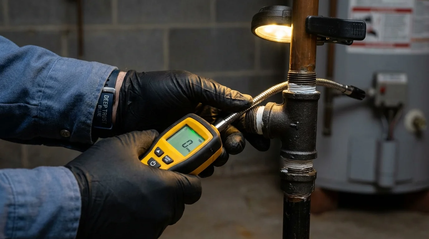 Gas leak detection with electronic sniffer by Johns Plumbing LLC in Grand Forks