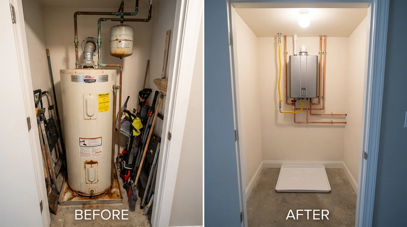 Tank water heater versus wall-mounted tankless unit comparison for Grand Forks, ND homeowners