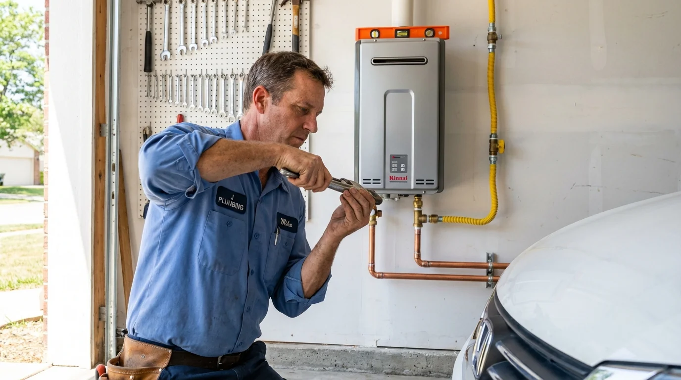 Tankless water heater installation by a Johns Plumbing LLC plumber in Grand Forks